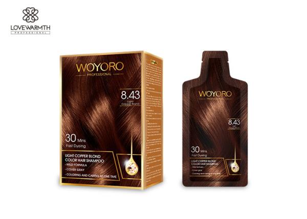 Buy cheap Permanent Hair Color Shampoo Light Copper Blond 8 / 43 Color Fashion Shades from wholesalers