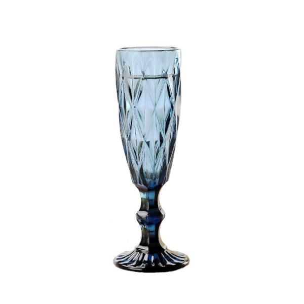 Buy cheap Champagne 150ml Long Stem Wine Glasses Vintage Embossed Glass Goblets from wholesalers