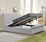 Plywood Chenille Ottoman Double Bed Frame With Storage Sleigh Shape Full Size