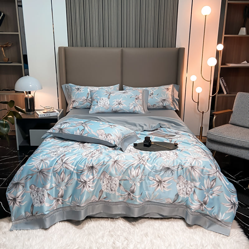 Stylish Tencel Modal Sheet Pillowcase Set with Embroidered Duvet Cover and Pillowcases