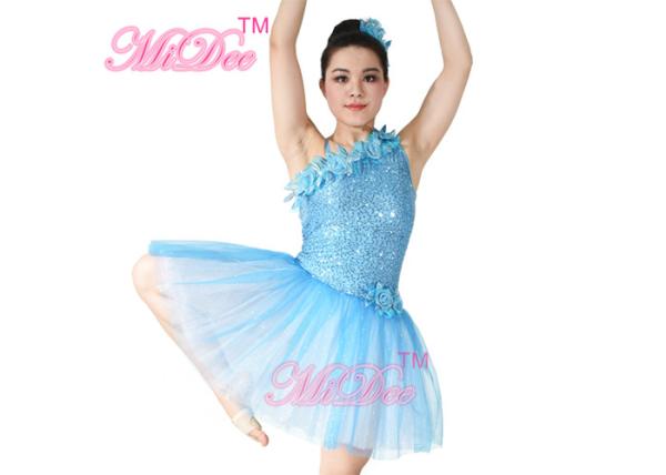 Buy cheap Floral Ballet Dance Costume Sequin Leotard Dress With Oblique Neckline from wholesalers