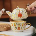 Single Teapot And Cup Set Porcelain Individual Tea Set With Wedding Gift Cup And