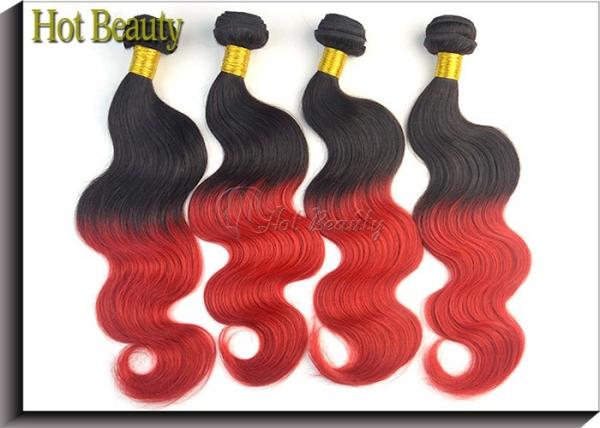Quality 100% Remy Brazilian Wavy Human Hair Extensions Natural Black and Red Color for sale