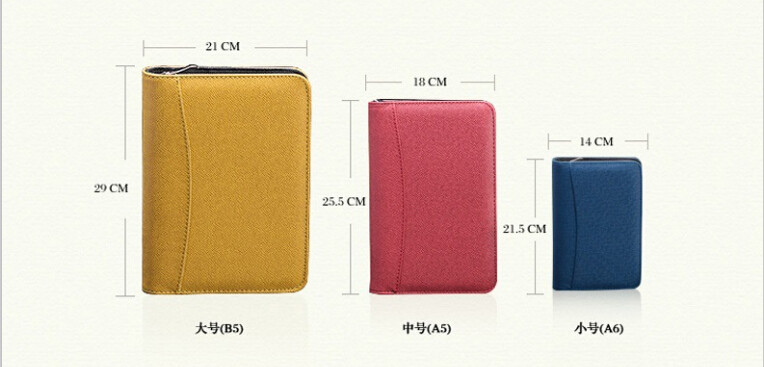 B5 A5 A6 Leather Manager folder Spiral binder notebook with zipper and Calculator