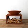 Buy cheap Outdoor Garden Modern Rusty Corten Steel Fire Bowl With Log Storage from wholesalers