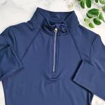 Navy Western Long Baselayer Zip Horse Riding T Shirts Custom Logo