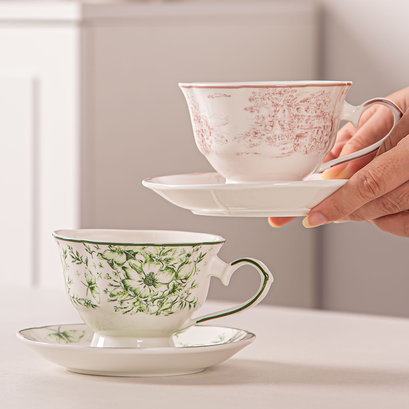 Floral Cups Porcelain Tea Cups And Saucers Set 200ml Capacity For English Afternoon Tea In Uk