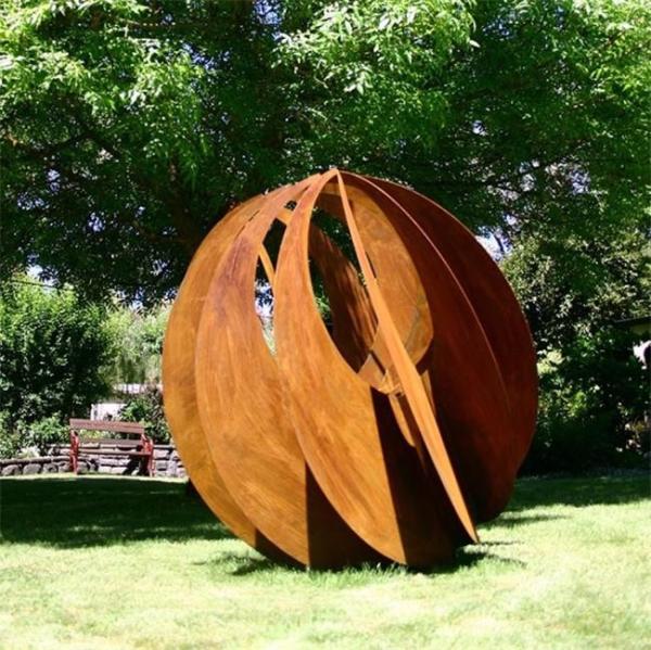Buy cheap Garden Rustic Sphere Design Corten Steel Large Outdoor Sculpture For Landscape from wholesalers