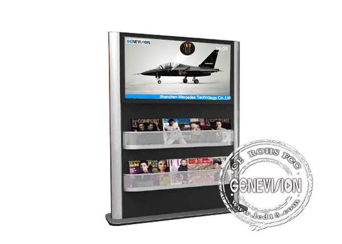 Landscape Magazine Holder Advertising Kiosks Displays , Touch Interactive Digital Signage Totem