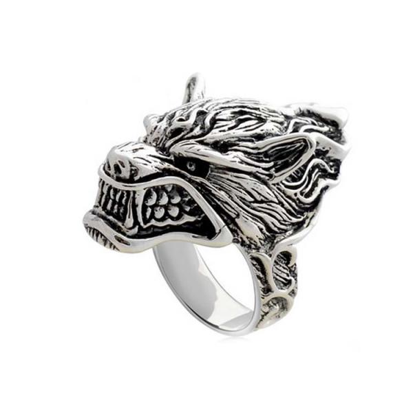 Buy cheap Vintage Sterling Silver Wolf Caput Thailand 925 Silver Ring (R6030803) from wholesalers