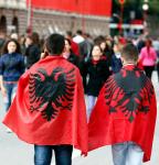 Knitted Polyester Albania Flag 90x150cm Outdoor Canvas Header With Grommets
