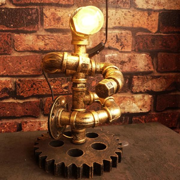 Buy cheap Iron gear steam punk Loft table lights wood lights robot retro vintage bedroom table lamp(WH-VTB-32) from wholesalers