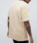 Plus Size Dropped Shoulder Sherpa T Shirt O Neck Plain Dyed Anti Wrinkle