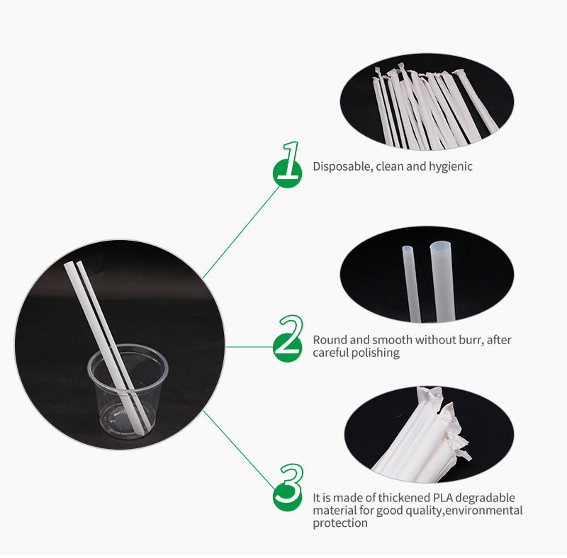 PLA Drink And Milk Tea Straws Disposable 6*230