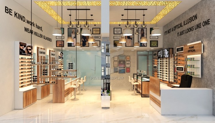 Melamine Board Optical Shop Display Cabinets Eyeglasses Display Case