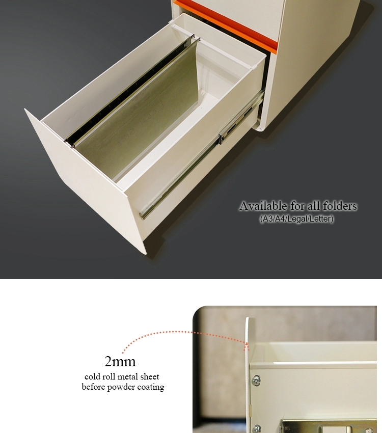 ISO9001 3 Drawer Office Filing Cabinets 0.4mm To 1.2mm