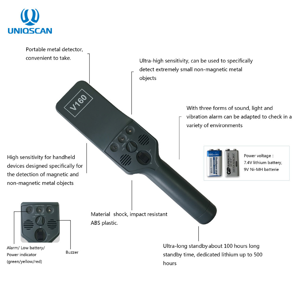 Waterproof V160 7.4V Lithium Battery Portable Fully Body Scanner