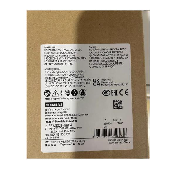 Buy cheap SIEMENS 3RW3026-1BB14 SIRIUS SOFT STARTER S0 25 A, 11 KW/400 V, 40 °C 200-480 V AC, 110-230 V AC/DC SCREW TERMINALS from wholesalers