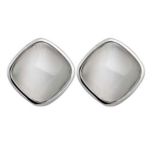 Buy cheap Sterling 925 Silver Square Created White Opal Stud Earrings(E12283WHITE) from wholesalers