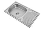 Above Counter Big Basin SS Kitchen Sink With Single Drainboard