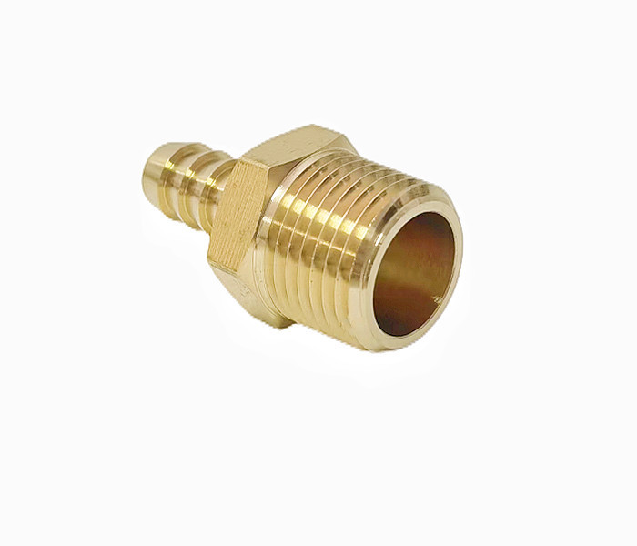 Solid Brass Pipe Air Hose End Fittings 1/4" Barb X 1/2" NPT Male Thread