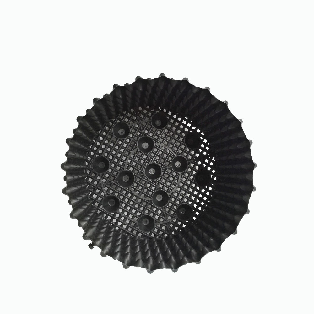 Aeration root pot mall holes in the form of cones throughout the sides of the container