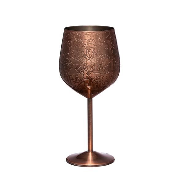 Buy cheap Etched Stainless Steel Wine Glass 17oz Copper Plated Royal Style Wine Goblets from wholesalers