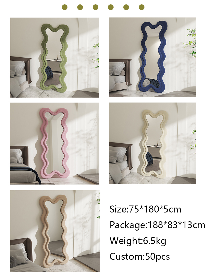 Vertical Large Wavy Floor Length Mirror Full Length 70 Inch