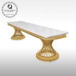 Metal 60kg Luxury TV Table For Living Room White Top Gold Frame