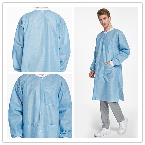 SMS fabric non-woven lab coat medical disposable full length disposable lab coat