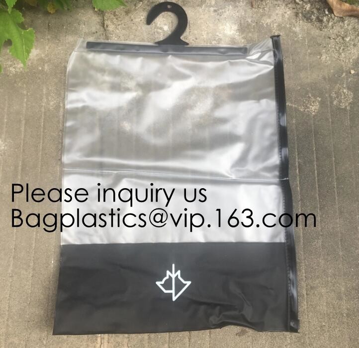 Custom Logo Printing EVA Garment Underwear Clothes Packaging Transparent Button Pvc Soft Plastic Hanger Hook Bag, BAGEAS