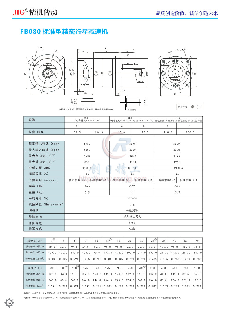 Precision Planetary Reducer 60 Flange Servo Motor Gear Reducer FE Series