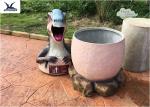 Funny Dinosaur Trash Can Custom Fiberglass Statues For Amusement Park /