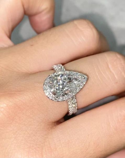 Buy cheap Double Bands Pear Diamond Ring Engagement Wedding Lab Grown Diamond Rings from wholesalers