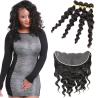 Buy cheap 8A Double Weft Indian Human Hair Bundles Loose Wave With Lace Frontal from wholesalers