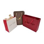 Eco Friendly Custom Paper Shopping Bags 210gsm Craft Gold Foil With Cotton Rope