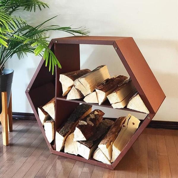 Buy cheap Outdoor Fireplace Hexagonal Wood Stacking Corten Steel Firewood Log Rack from wholesalers
