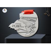 Buy cheap Smooth Back Custom Sports Medals / Running Race Medals With Woven Ribbon No product
