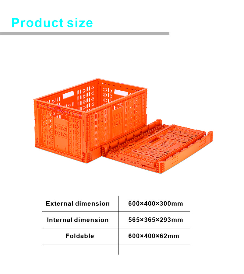 Customized Logo Tourtop Folding Plastic Crate for Fruits and Vegetables Acceptable OEM