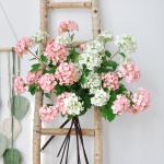 Home Decoration 3-Head Wooden Embroidered Ball Simulation Flower Soft Wedding