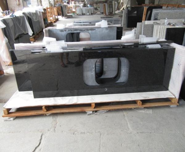 Buy cheap Natural Angola Black Granite Slab Countertop Cost Kitchen Countertop Worktops from wholesalers
