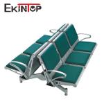 Green Airport Waiting Area Chairs , Steel 3 Seater Chair With Synthetic Leather