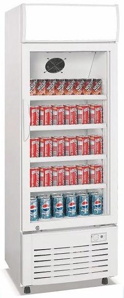 308L upright signle door aluminium inner direct cooling display beverage cooler