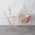 Leisure Modern Round Rose Gold Iron Metal Wire chair for Indoor Outdoor