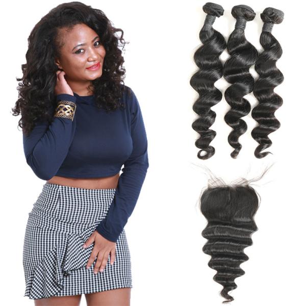 Buy cheap Heathly Indian Human Hair Bundles Loose Wave , 100 Indian Human Hair Weave from wholesalers
