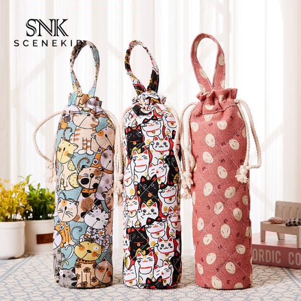 Buy cheap Drawstring Vintage Flower Printing Cotton Wine Bottle Sleeve from wholesalers