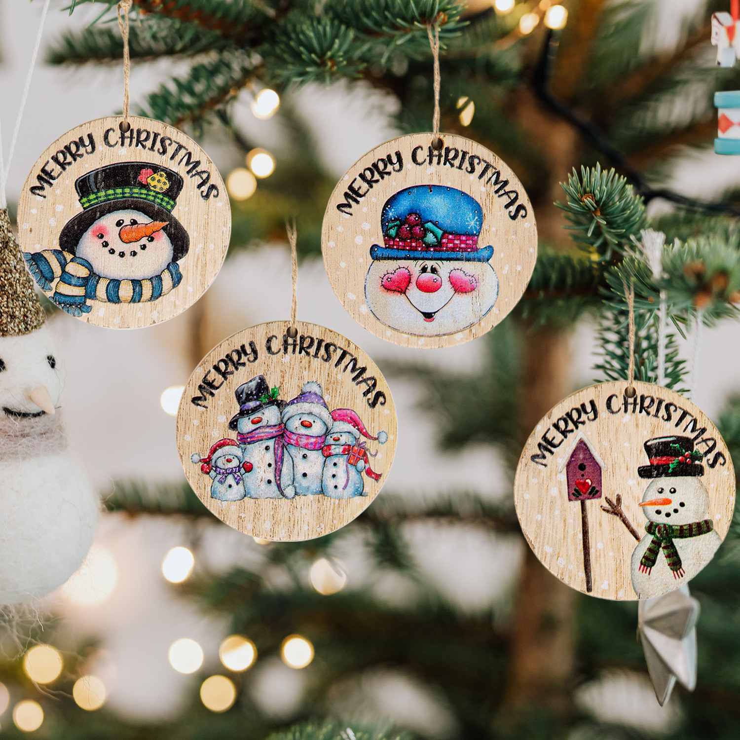 Exquisite Style Customized Wooden Family Atmosphere Decorations Festival Activities Celebration Hanging Ornament