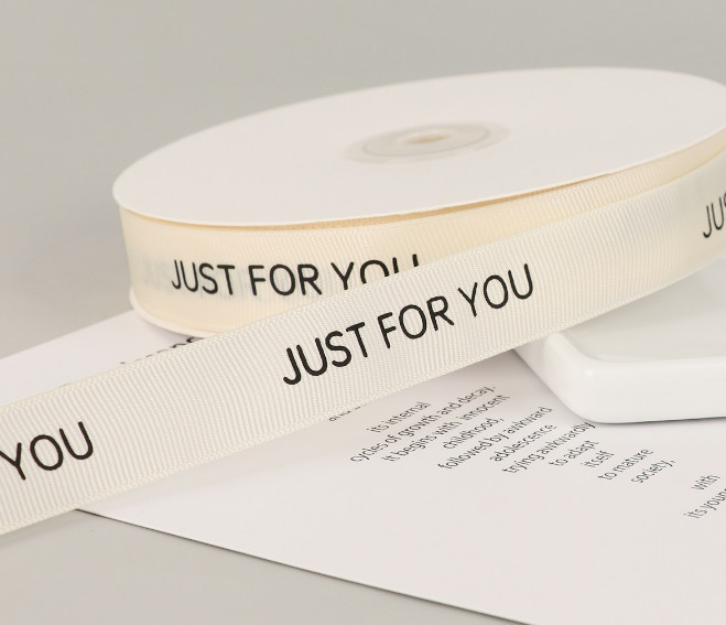 INS Style Rib Beige Birthday Cake Gift Wrap Ribbon English Bouquet Decoration Ribbon