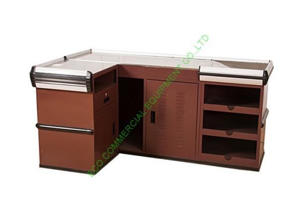 Buy cheap Stainless Steel Shop Money Cashier Checkout Counter Desk With Coffee Colour from wholesalers