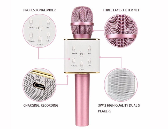 Party Wireless Q7 Karaoke Microphone , Ktv Bluetooth Speaker Microphone